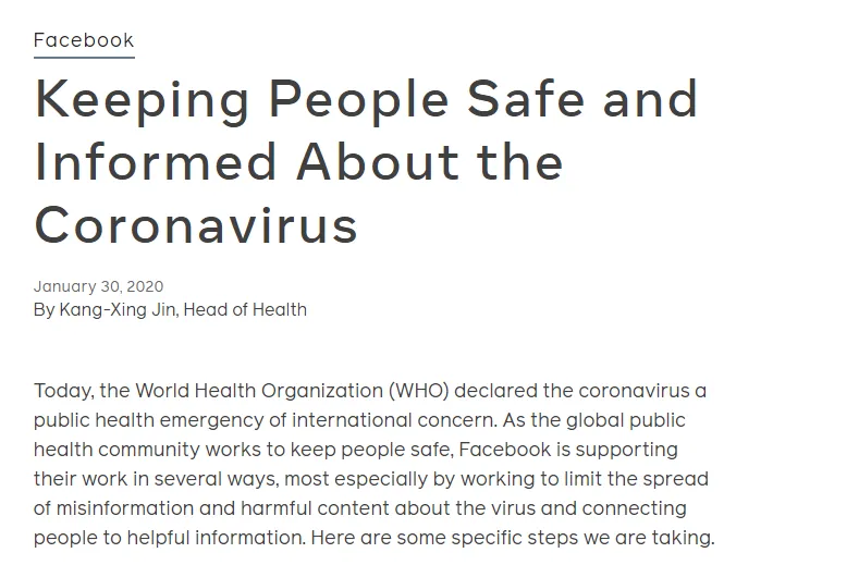 facebook-coronavirus – mobile marketing reads