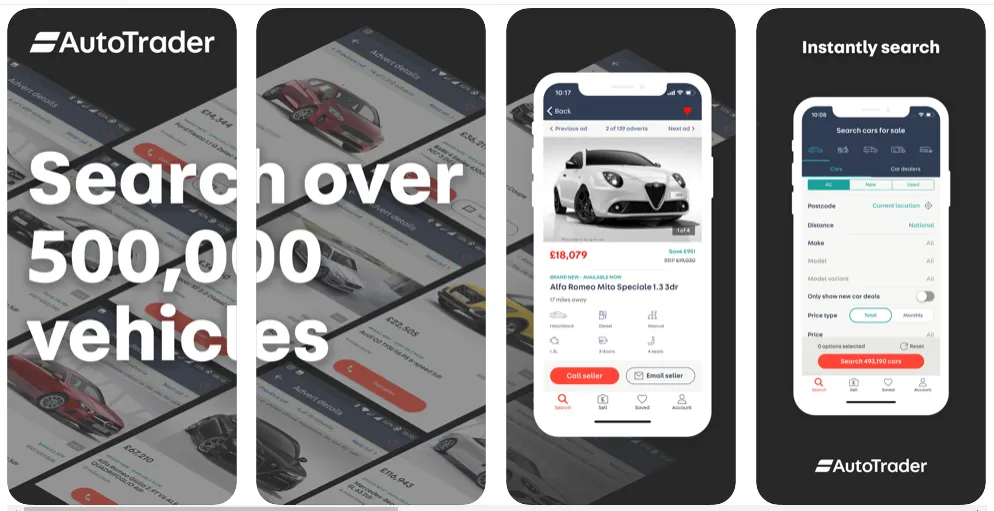autotrader-app-store-screenshots – mobile marketing reads