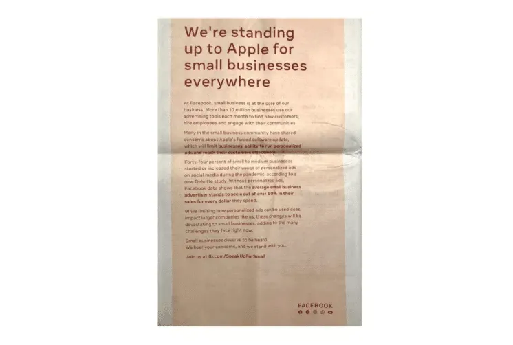 facebook-apple-newspaper-ads – mobile marketing reads