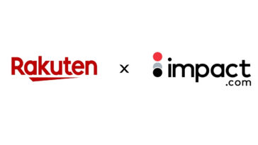 Rakuten × impact.com collaboration logo showing both brands side by side with an x between them