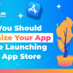 Blue gradient banner urging to optimize your app before launching in the App Store, with the Gummicube logo and a cartoon dog mascot.