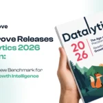 Promotional banner announcing Apptrove releases Datalytics 2026 Edition, showing a person holding the Datalytics 2026 book with mountains on the cover.