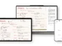 Tablet, laptop, and phone showing a meiosis diagram in a note-taking app on different screens for study/learning purposes.