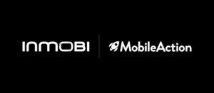 INMOBI and MobileAction logos on a black background, separated by a vertical divider.