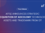Blue gradient press release banner announcing Affle's acquisition of AdColony technology and assets