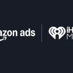 Amazon Ads logo next to iHeart Media logo on a dark background with a vertical divider