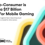 Direct-to-Consumer is Already a $17 Billion Market For Mobile Gaming headline with colorful abstract arcs on the right and sponsor logos at the bottom.