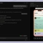 hnx8dz-bwaam8xr – mobile marketing reads Dark-mode workspace: project notes on the left and an iOS device simulator on the right.