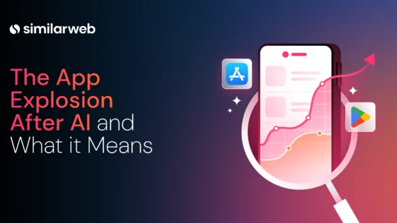 Banner for an article: 'The App Explosion After AI and What it Means' with app icons on a gradient background.