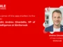 Hero banner for an interview: Andrea Girardello, VP of App Intelligence at Similarweb, pictured with event branding on red background.