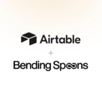 Airtable and Bending Spoons logos with a plus sign, indicating a partnership or collaboration.