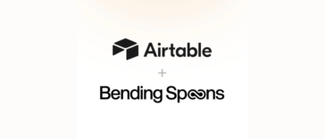 Airtable and Bending Spoons logos with a plus sign, indicating a partnership or collaboration.