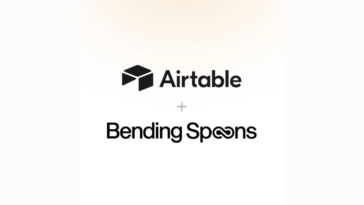 Airtable and Bending Spoons logos with a plus sign, indicating a partnership or collaboration.