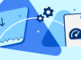 image1787754313 – mobile marketing reads Abstract illustration of data analytics: charts, gears, a mobile screen with a speedometer, and a lightning bolt.