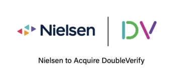Nielsen and IDV logos with the headline 'Nielsen to Acquire DoubleVerify' announcing the acquisition