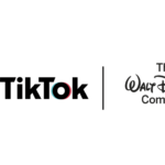 TikTok logo next to a vertical divider and The Walt Disney Company logo, indicating a partnership.
