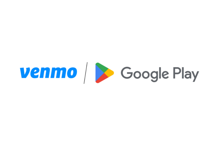 venmo_google_3x2 – mobile marketing reads Venmo and Google Play logos shown side by side, separated by a vertical divider, indicating a collaboration or partnership