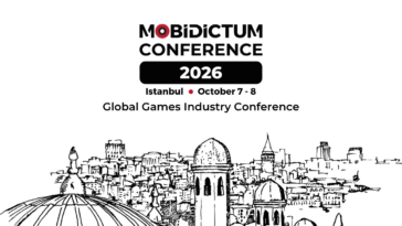Promotional banner for MobiDictum Conference 2026 in Istanbul, October 7–8, with a line-drawing city skyline below.